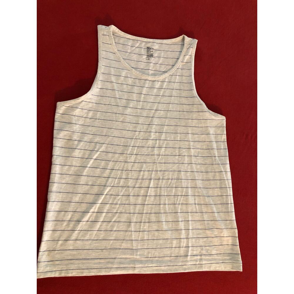 H&M basic fine stretch cotton mens striped tank top Size Medium